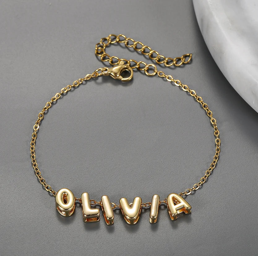 Custom 3D Bubble Letter Bracelet