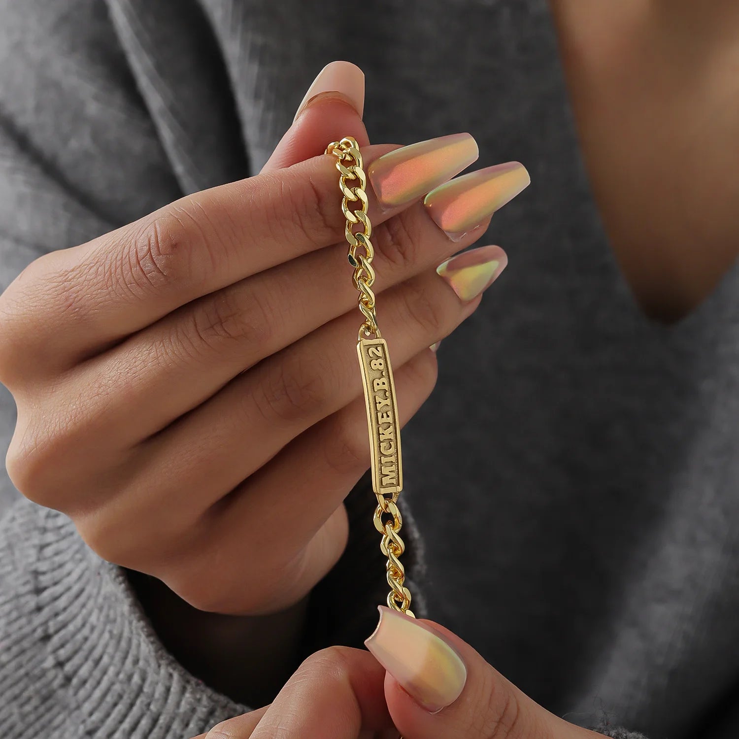 3D Custom Name Cuban Chain Bracelet