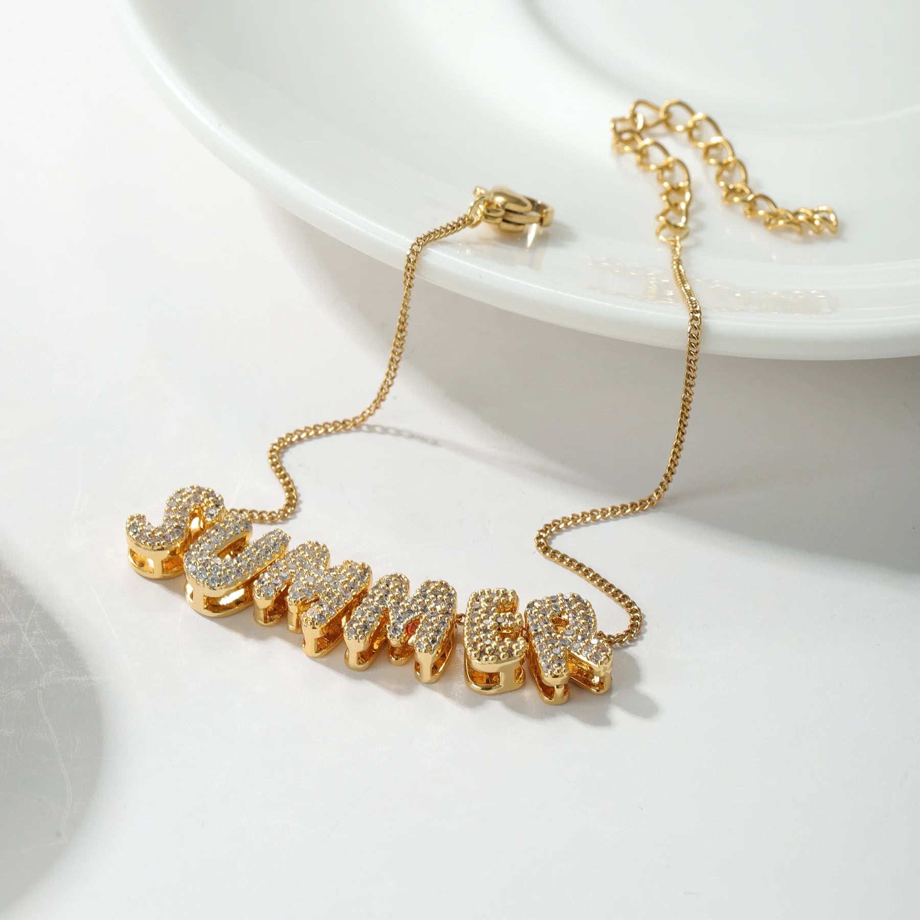 CZ Bubble Initial Letter Bracelet